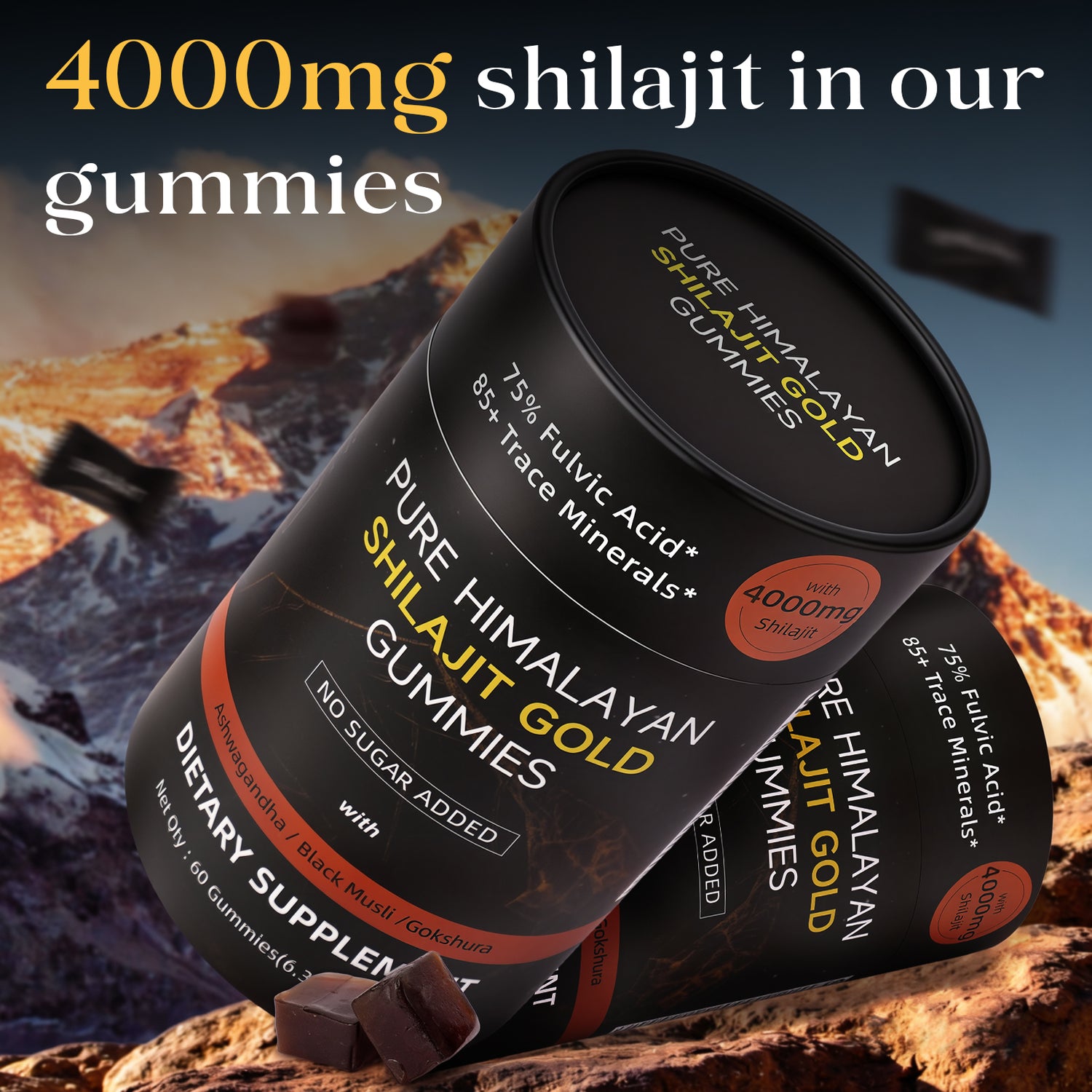 Himalayan Shilajit Gummies 4000mg Serving Dietary Supplement 60 Gummies